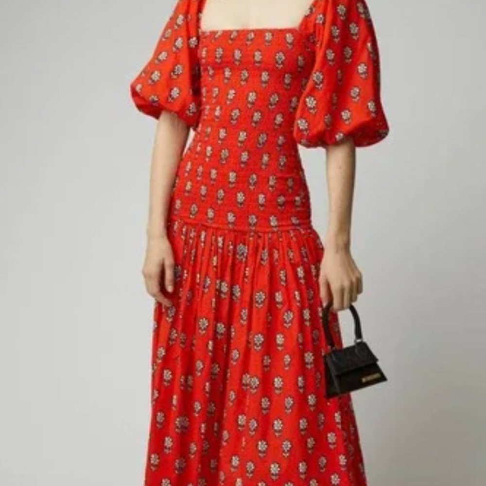 RHODE RED MIDI DRESS